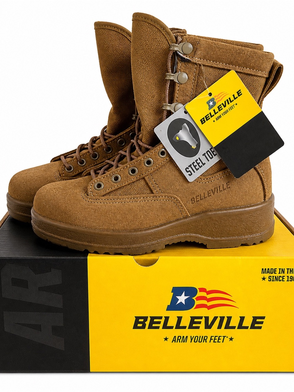 Belleville 330 COY ST Boots Men’s 7.5R Coyote Steel Toe Military USA NWT Vibram